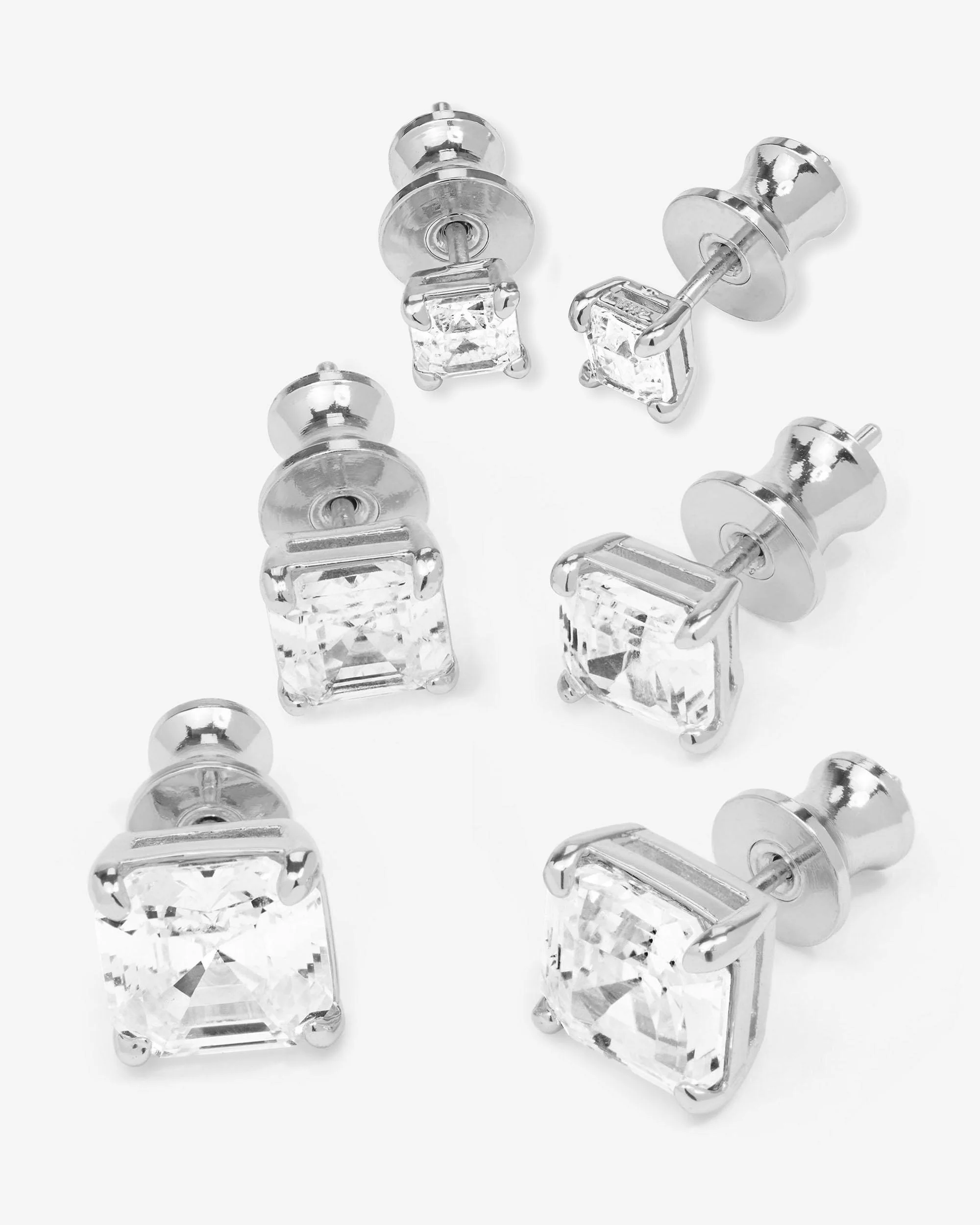 The Queen's Stud Set - Silver|White Diamondettes - Image 3