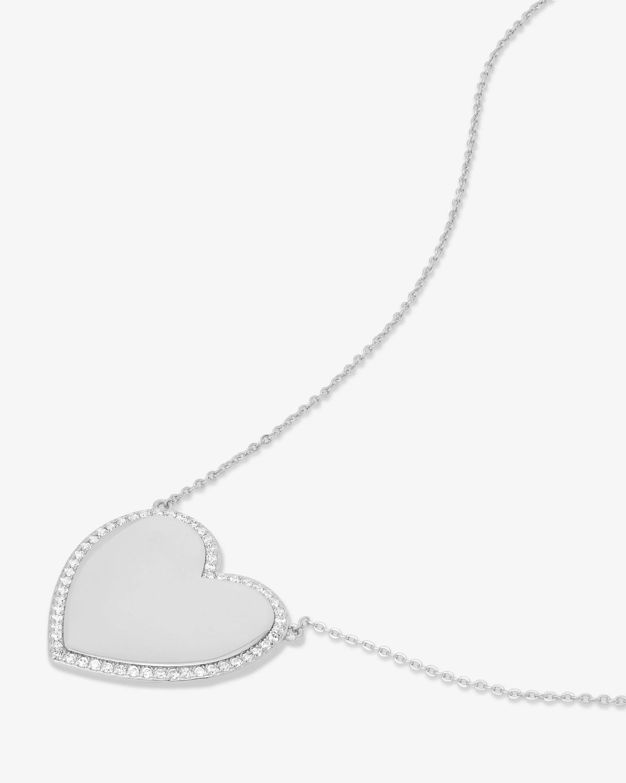 XL You Have My Heart Pavé Necklace - Silver|White Diamondettes - Image 4