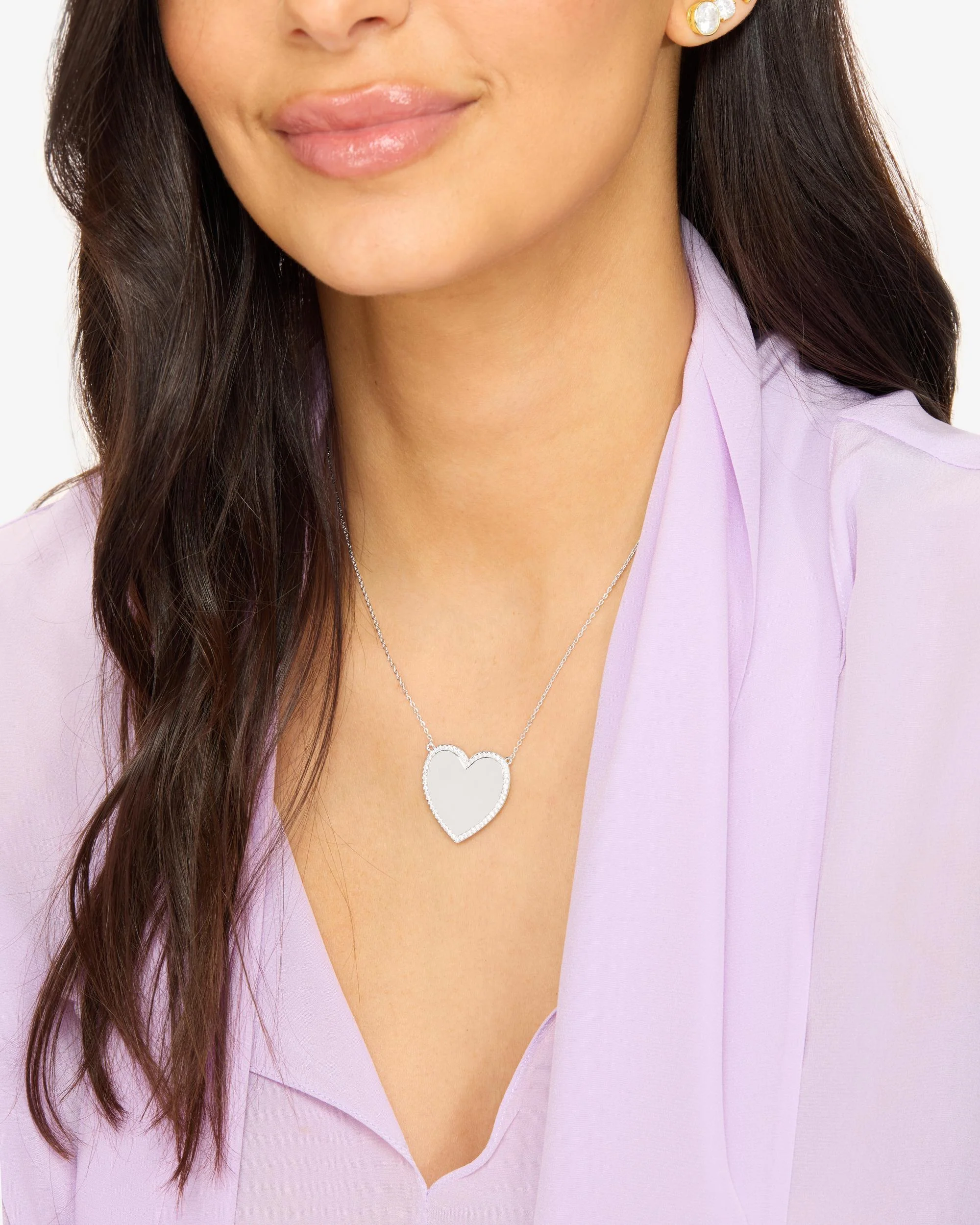 XL You Have My Heart Pavé Necklace - Silver|White Diamondettes - Image 5