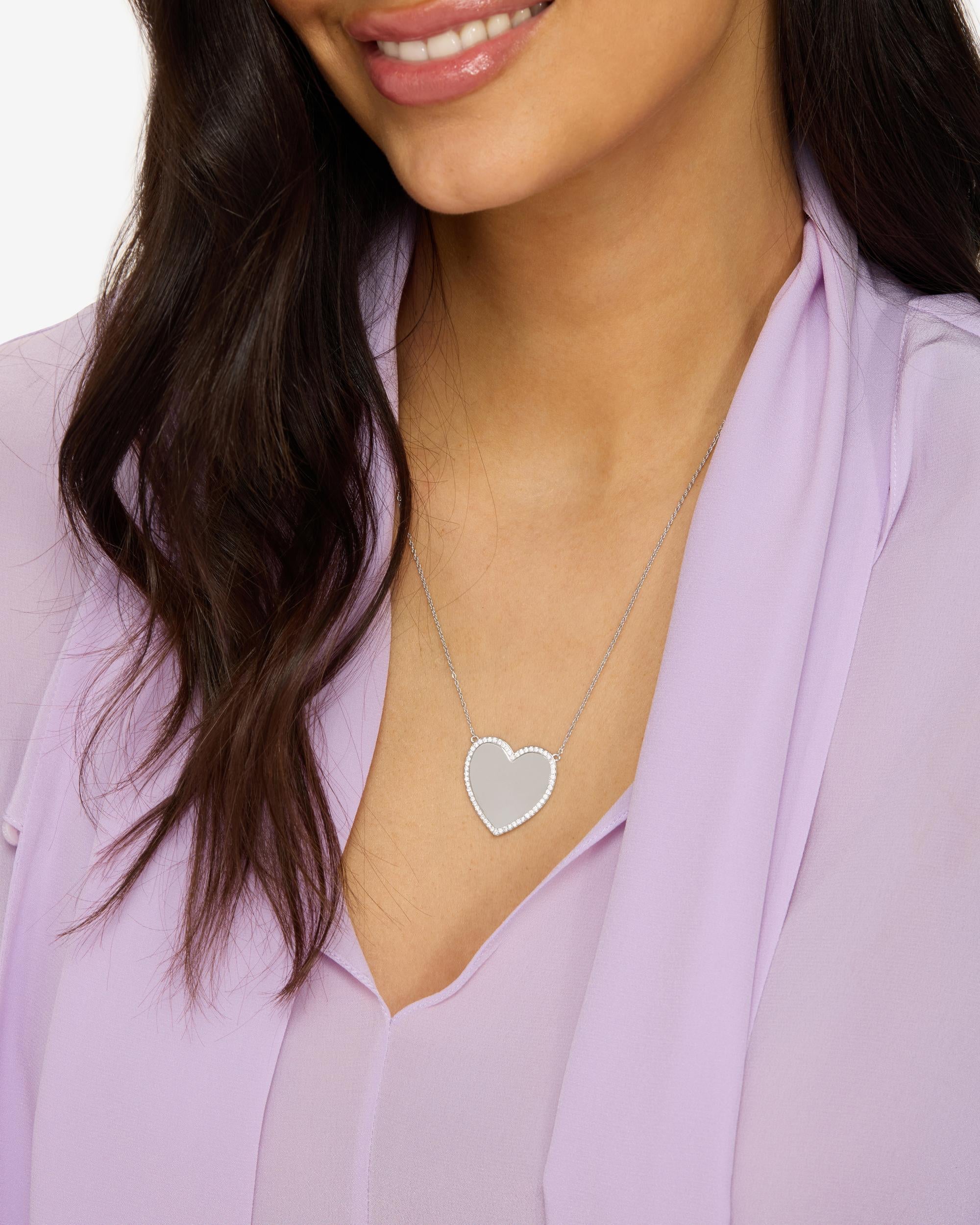 XL You Have My Heart Pavé Necklace - Silver|White Diamondettes - Image 6