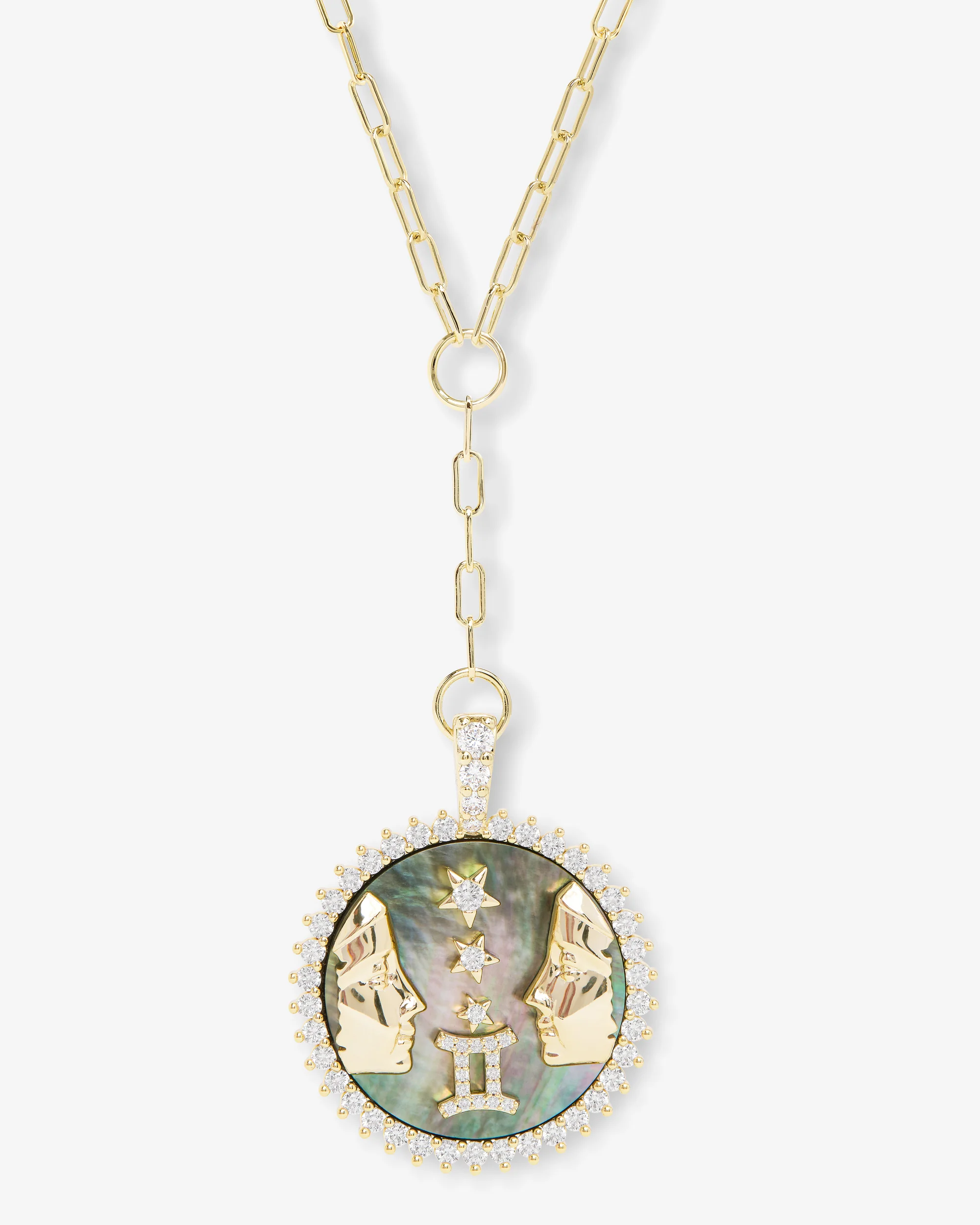 Zodiac Medallion Necklace - Gold|White Diamondettes - Image 6